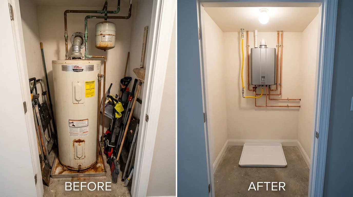 Tank water heater versus wall-mounted tankless unit comparison for Doylestown, OH homeowners